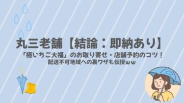 【結論：即納あり】丸三老舗「極いちご大福」のお取り寄せ・店舗予約のコツ！配送不可地域への裏ワザも伝授ｗｗ